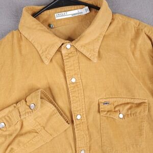 Criquet Corduroy Snap Front Shirt Mens Large Mustard Yellow Western Long Sleeve